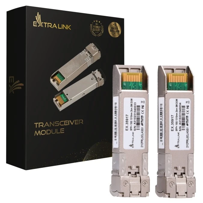 Moduł SFP+ 10Gbps, LC/UPC, 1310nm, 2km, single mode, DOM Extralink SFP+ 10G 2‑pack - obrazek 1