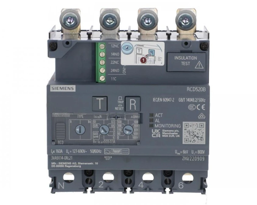 Moduł różnicowoprądowy RCD520B typu B/B+ montowany od dołu 4P do 3VA11 3VA9114‑0RL21 - obrazek 2