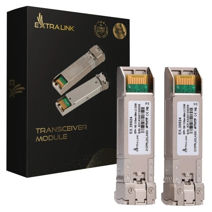 Moduł SFP+ 10Gbps, LC/UPC, 1310nm, 40km, single mode, DOM Extralink SFP+ 10G 2‑pack - obrazek 1
