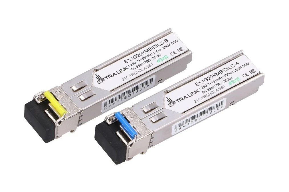 Moduł SFP WDM 1,25Gbps, 1310/1550nm, single mode, 20km, LC, DOM, para Extralink SFP 1.25G - obrazek 1