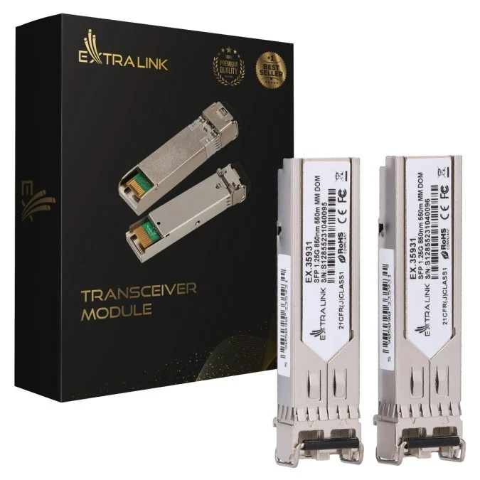 Moduł SFP 1,25Gbps, LC/UPC, 850nm, 550m, multi mode, DOM, Dedicated to HP/Aruba Extralink SFP 1.25G 2‑pack