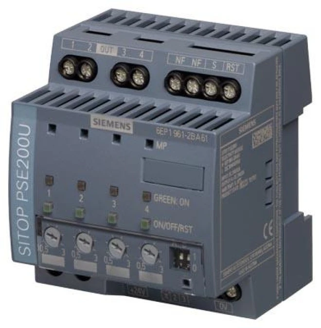 Moduł selektywności SITOP PSE200U 3 A, 4‑kanałowy, wejście: 24 V DC/12 A, wyjście: 24 V/4x 3 A 6EP1961‑2BA61 - obrazek 1