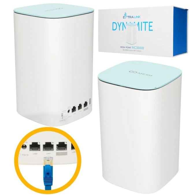 Moduł rozszerzający sieć Mesh AC3000, MU‑MIMO, Domowy System Mesh WiFi Extralink Dynamite C31