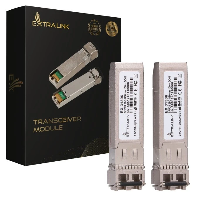 Moduł SFP28 25Gbps, LC/UPC Duplex, 850nm, 100m, multi mode, DOM Extralink SFP28 25G 2‑Pack - obrazek 1