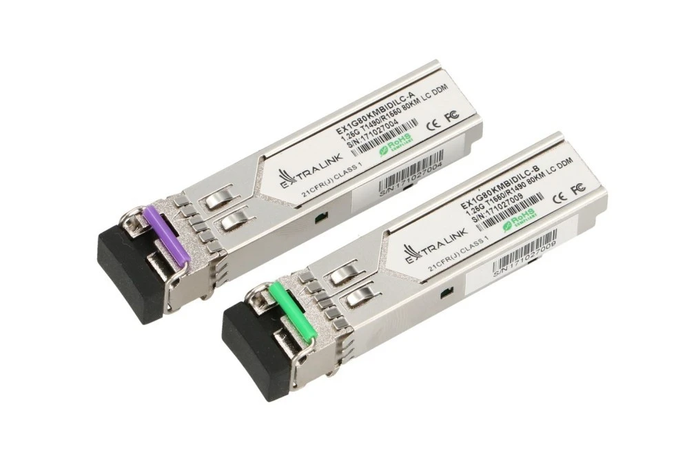 Moduł SFP WDM 1,25Gbps, 1490/1550nm, single mode, 80km, LC, DOM, para Extralink SFP 1.25G - obrazek 1