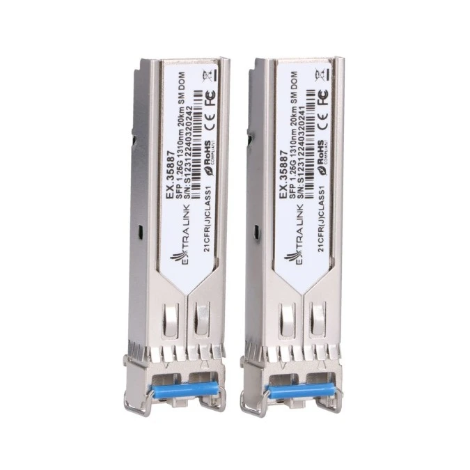 Moduł SFP 1,25Gbps, LC/UPC, 1310nm, 20km, single mode, DOM Extralink SFP 1.25G 2‑pack - obrazek 2