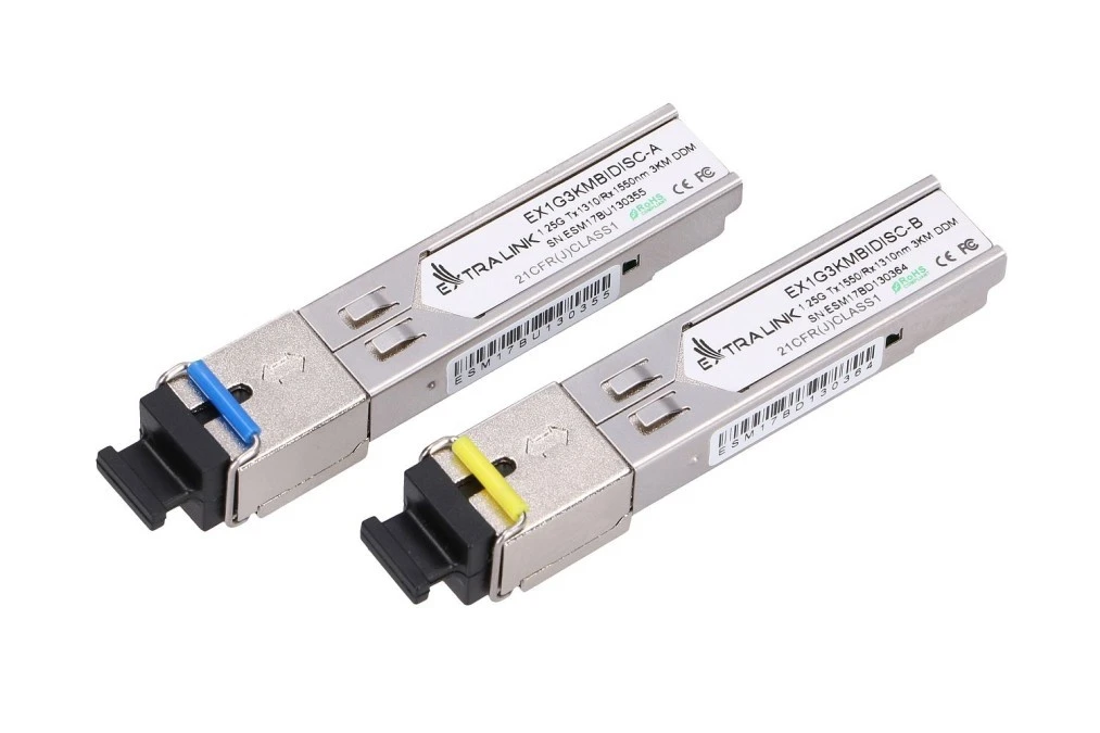 Moduł SFP WDM 1,25Gbps, 1310/1550nm, single mode, 3km, SC, DOM, para Extralink SFP 1.25G - obrazek 1