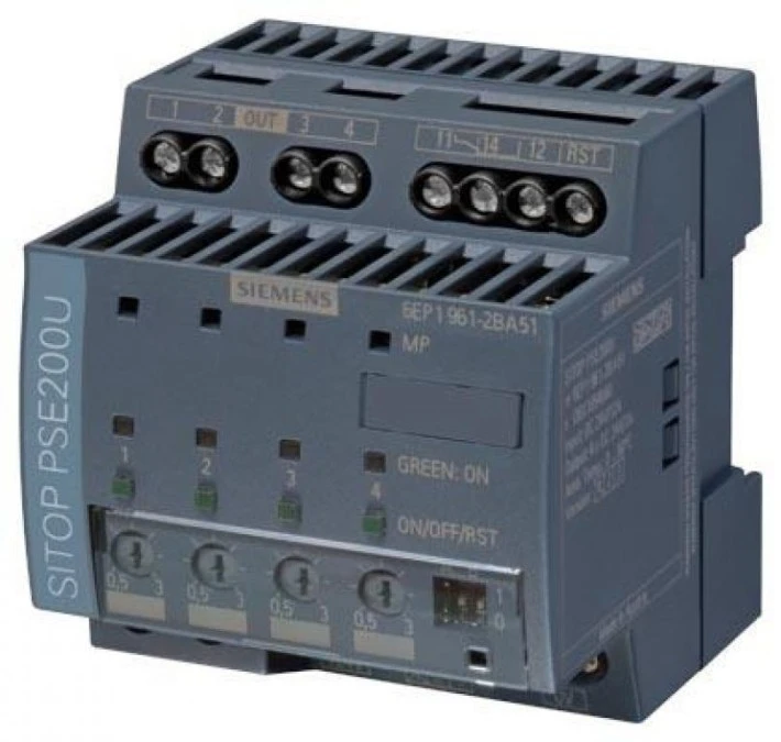 Moduł selektywny 4‑kanałowy SITOP PSE200U 3 A NEC klasa 2 wej. 24 V DC/12 A wyj. 24 V/4x 3 A 6EP1961‑2BA5 - obrazek 1