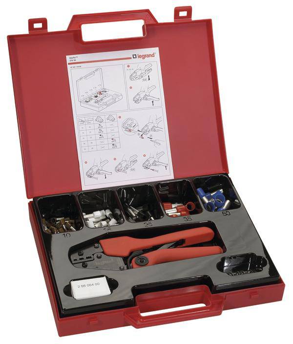 Legrand 037692 Zestaw – zaciskarka końcówki kablowe 50 do 10 mm² z zestawem końcówek kablowych w pudełku