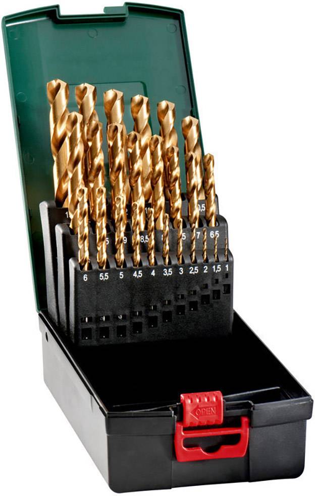 Metabo 627191000 627191000 HSS TiN Zestaw wierteł krętych do metalu 25 szt. 1 mm, 1.5 mm, 2 mm, 2.5 mm, 3 mm, 3.5 mm, 4 - obrazek 1