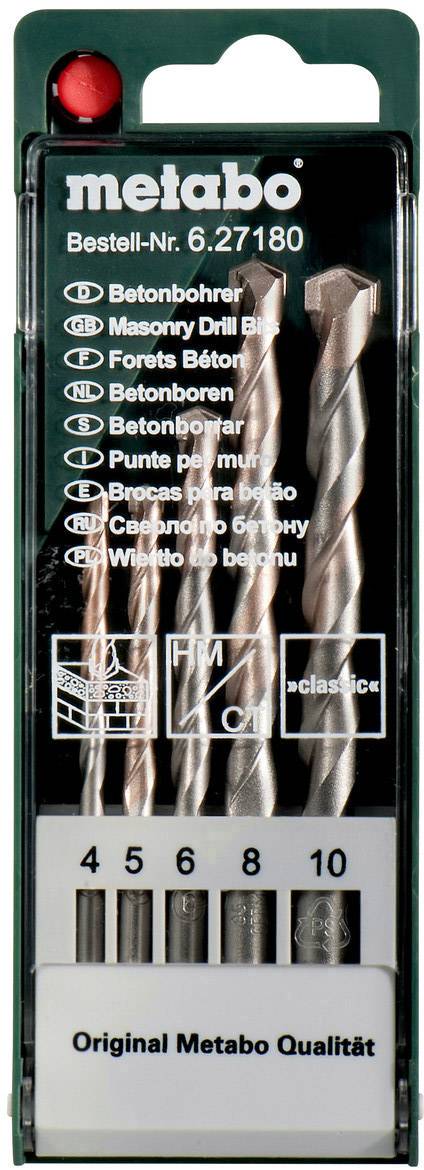 Zestaw wierteł do betonu Metabo 627180000 4 mm, 5 mm, 6 mm, 8 mm, 10 mm 5 szt. - obrazek 1