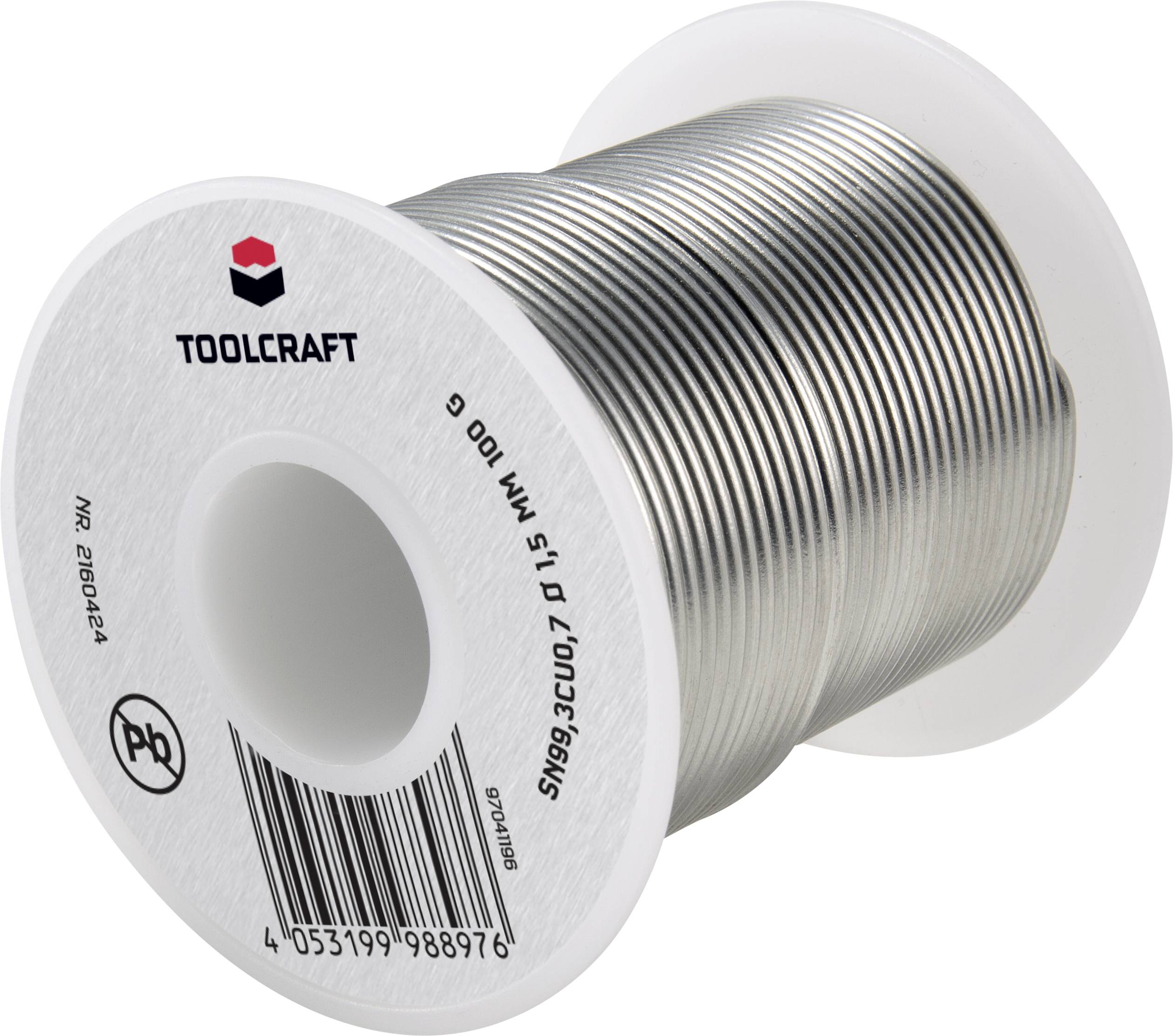 Cyna lutownicza bezołowiowa TOOLCRAFT szpula Sn99,3Cu0,7 ROL1 100 g 1.5 mm - obrazek 1