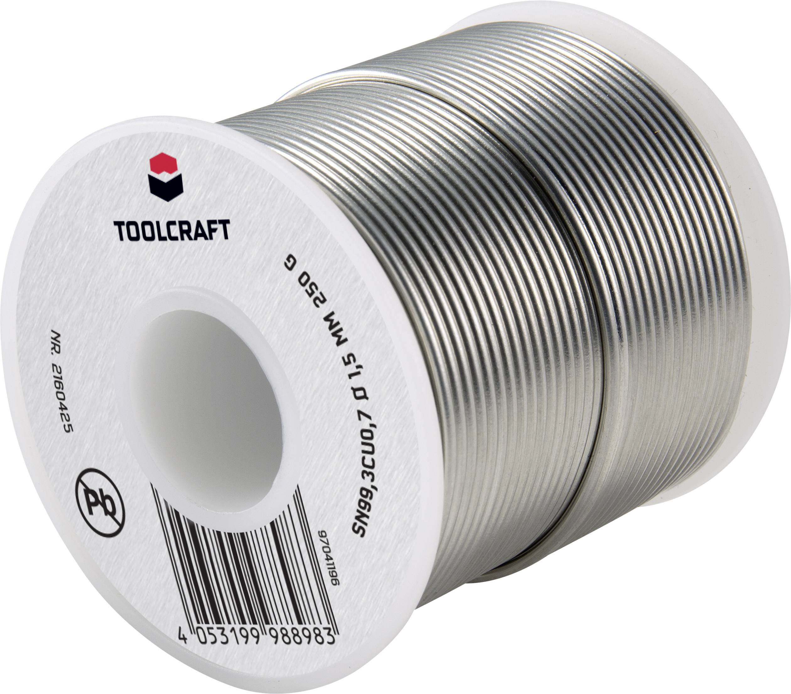 Cyna lutownicza bezołowiowa TOOLCRAFT szpula Sn99,3Cu0,7 ROL1 250 g 1.5 mm - obrazek 1