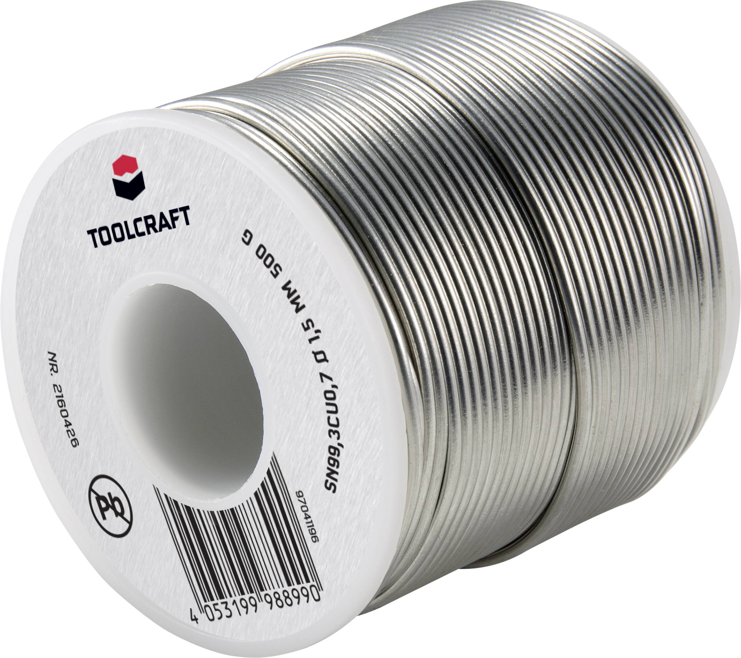 Cyna lutownicza bezołowiowa TOOLCRAFT szpula Sn99,3Cu0,7 ROL1 500 g 1.5 mm - obrazek 1