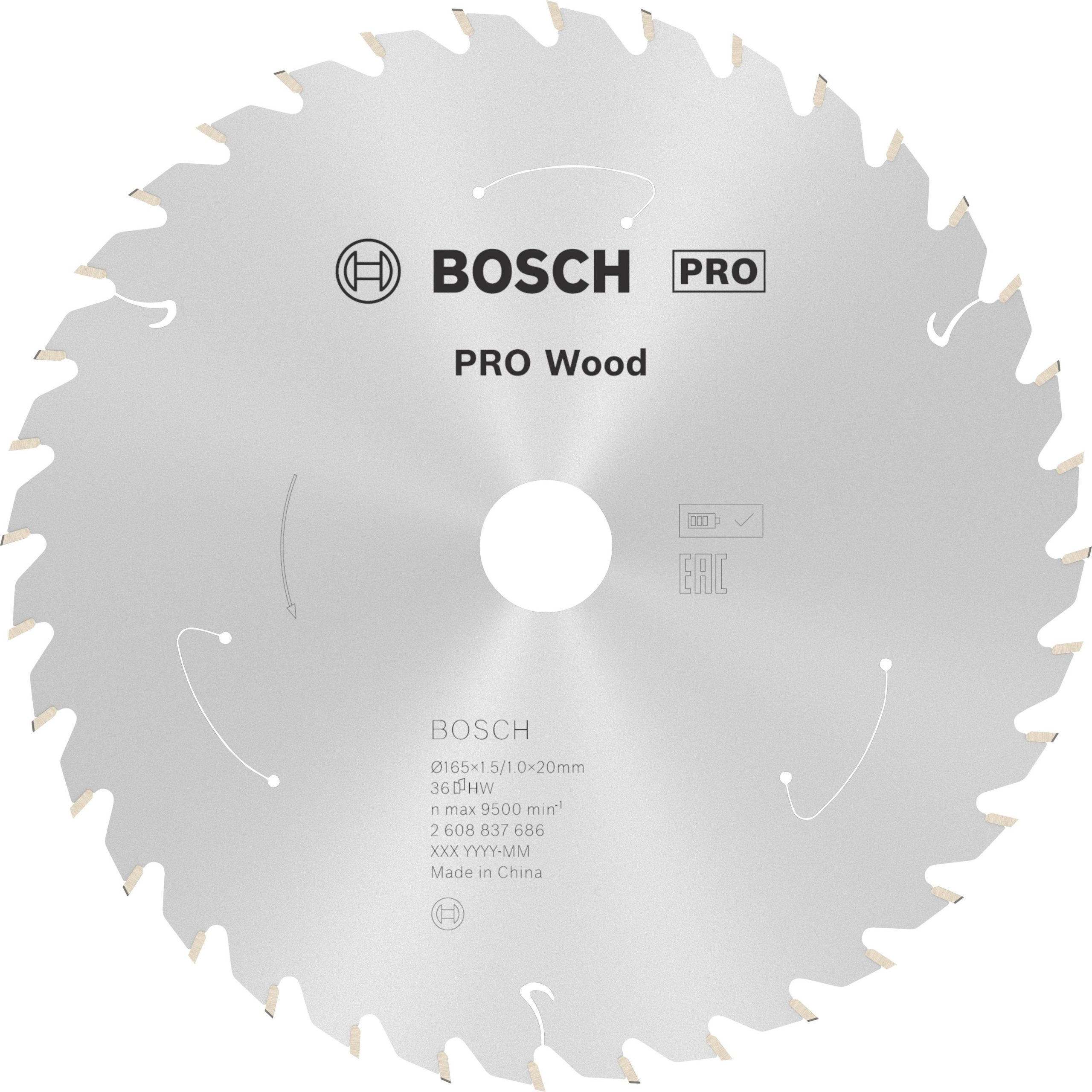 Tarcza tnąca z węglików spiekanych Bosch Accessories PRO Wood cordless 165 x 20 mm 1 szt. - obrazek 1