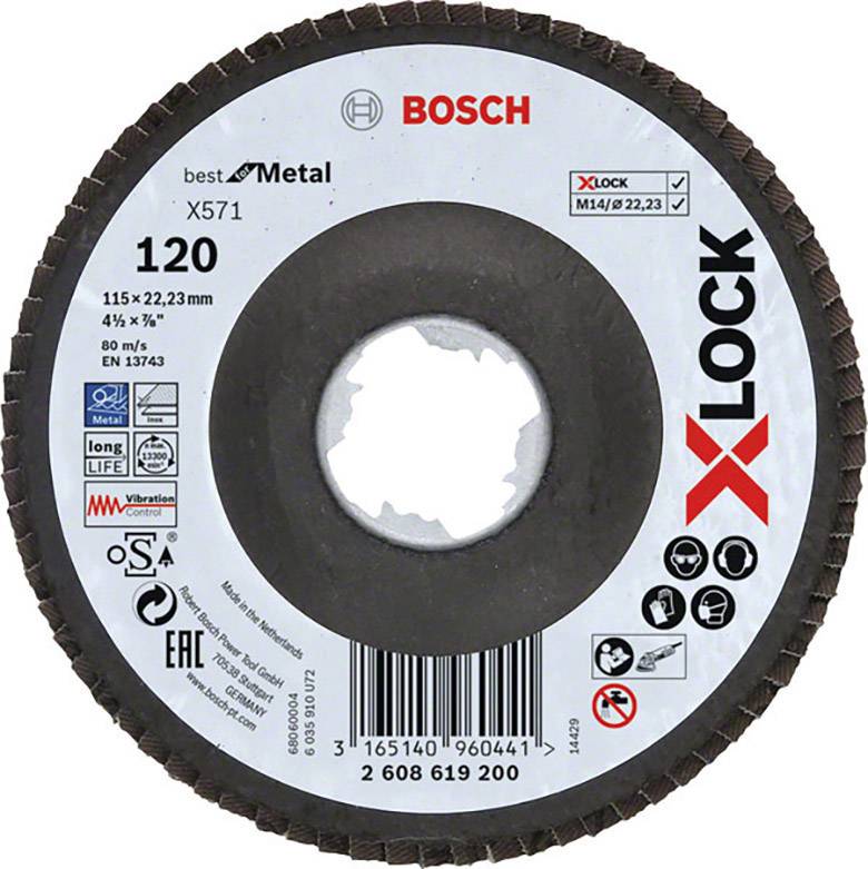 Bosch Accessories 2608619200 Tarcza lamelkowa Średnica 115 mm Wielkość ziarna=120 1 szt. - obrazek 1