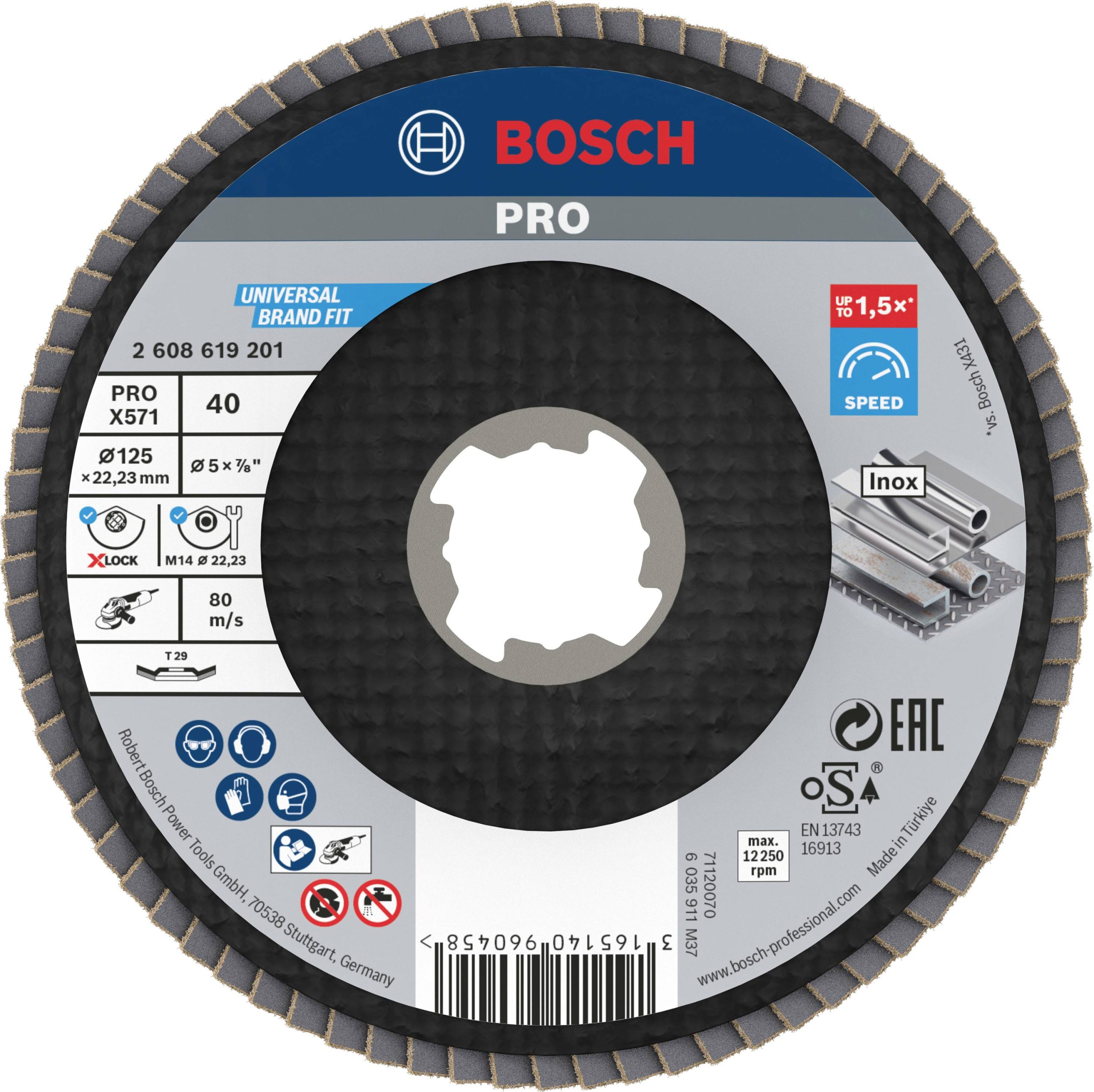 Bosch Accessories 2608619201 Tarcza lamelkowa Średnica 125 mm Wielkość ziarna=40 1 szt. - obrazek 1