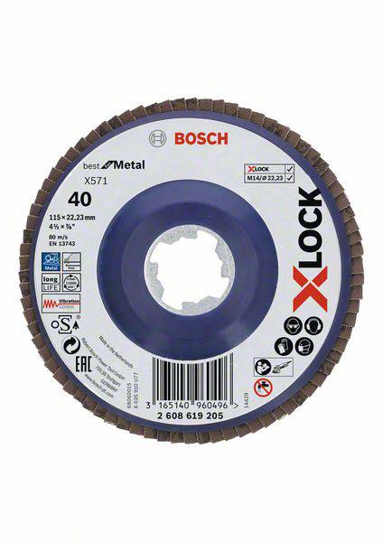 Bosch Accessories 2608619205 Tarcza lamelkowa Średnica 115 mm Wielkość ziarna=40 1 szt. - obrazek 1