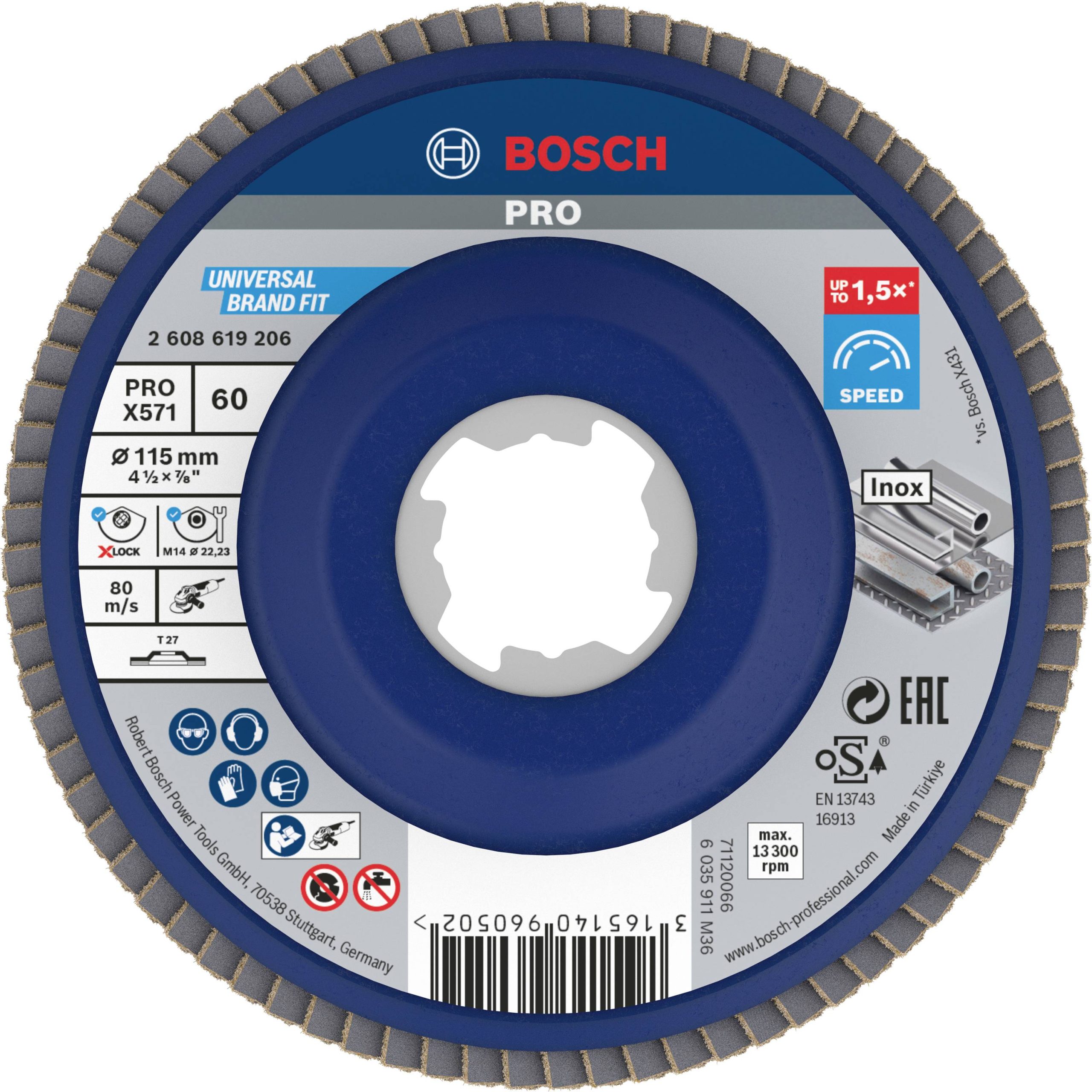 Bosch Accessories 2608619206 Tarcza lamelkowa Średnica 115 mm Wielkość ziarna=60 1 szt. - obrazek 1