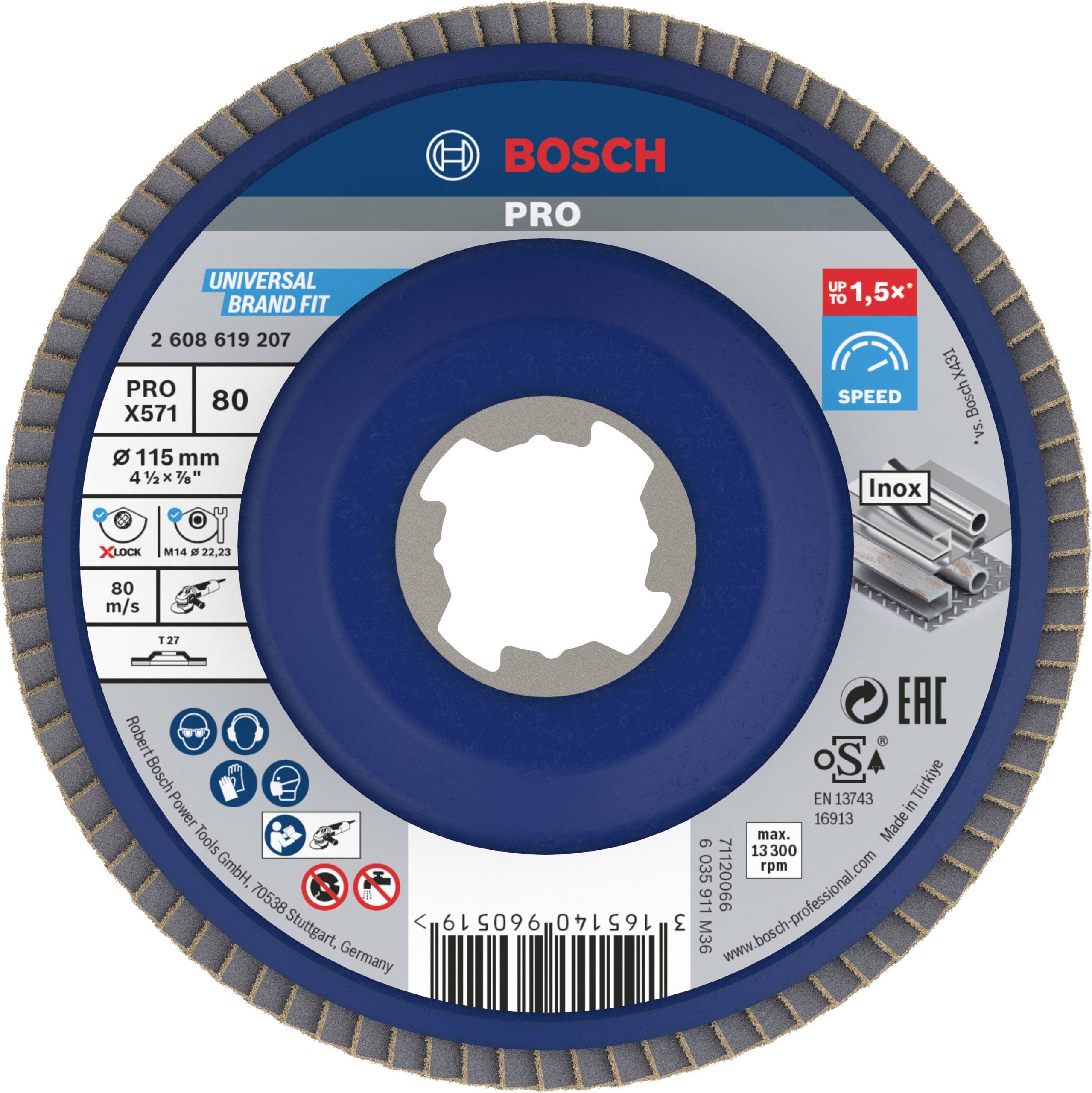 Bosch Accessories 2608619207 Tarcza lamelkowa Średnica 115 mm Wielkość ziarna=80 1 szt. - obrazek 1