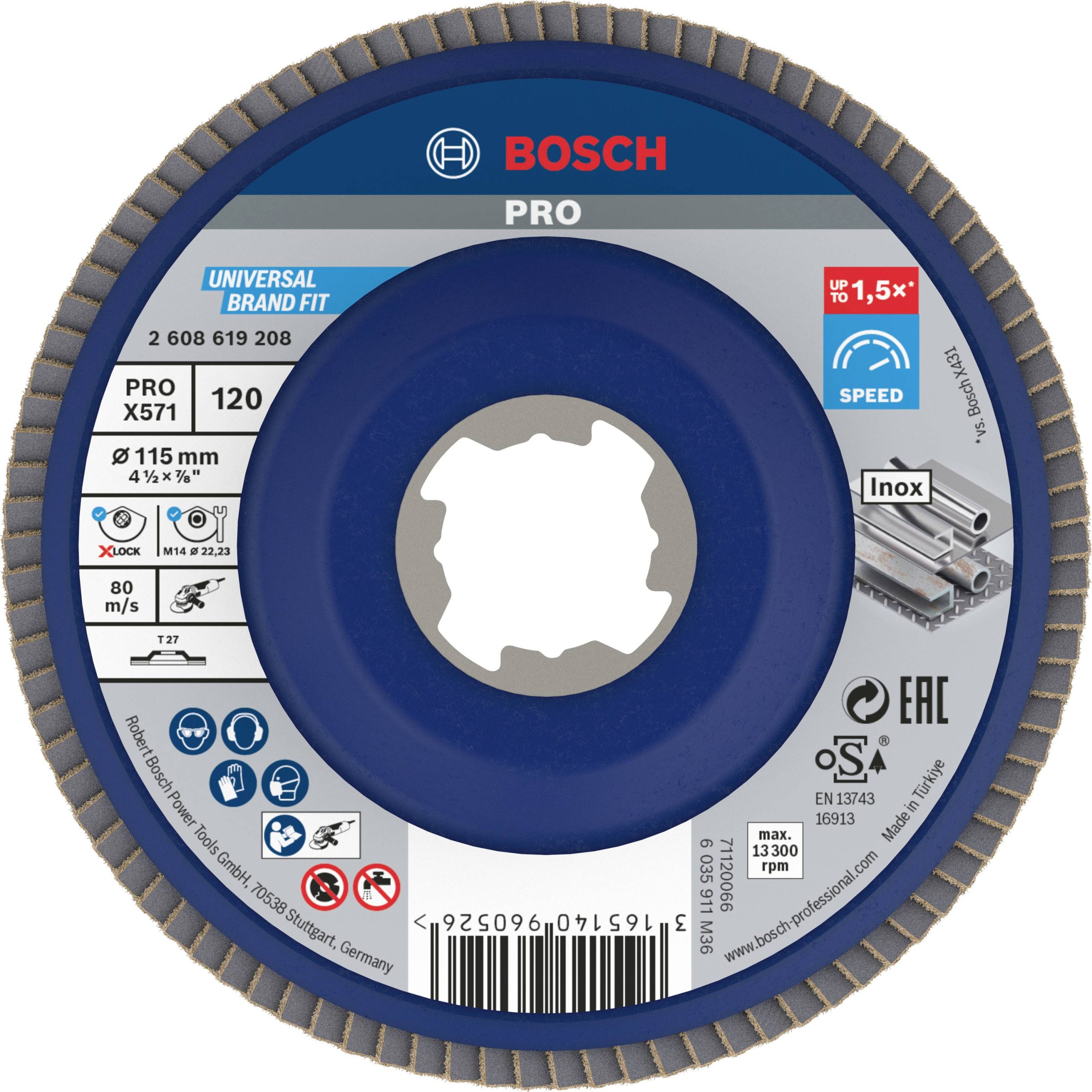Bosch Accessories 2608619208 Tarcza lamelkowa Średnica 115 mm Wielkość ziarna=120 1 szt. - obrazek 1