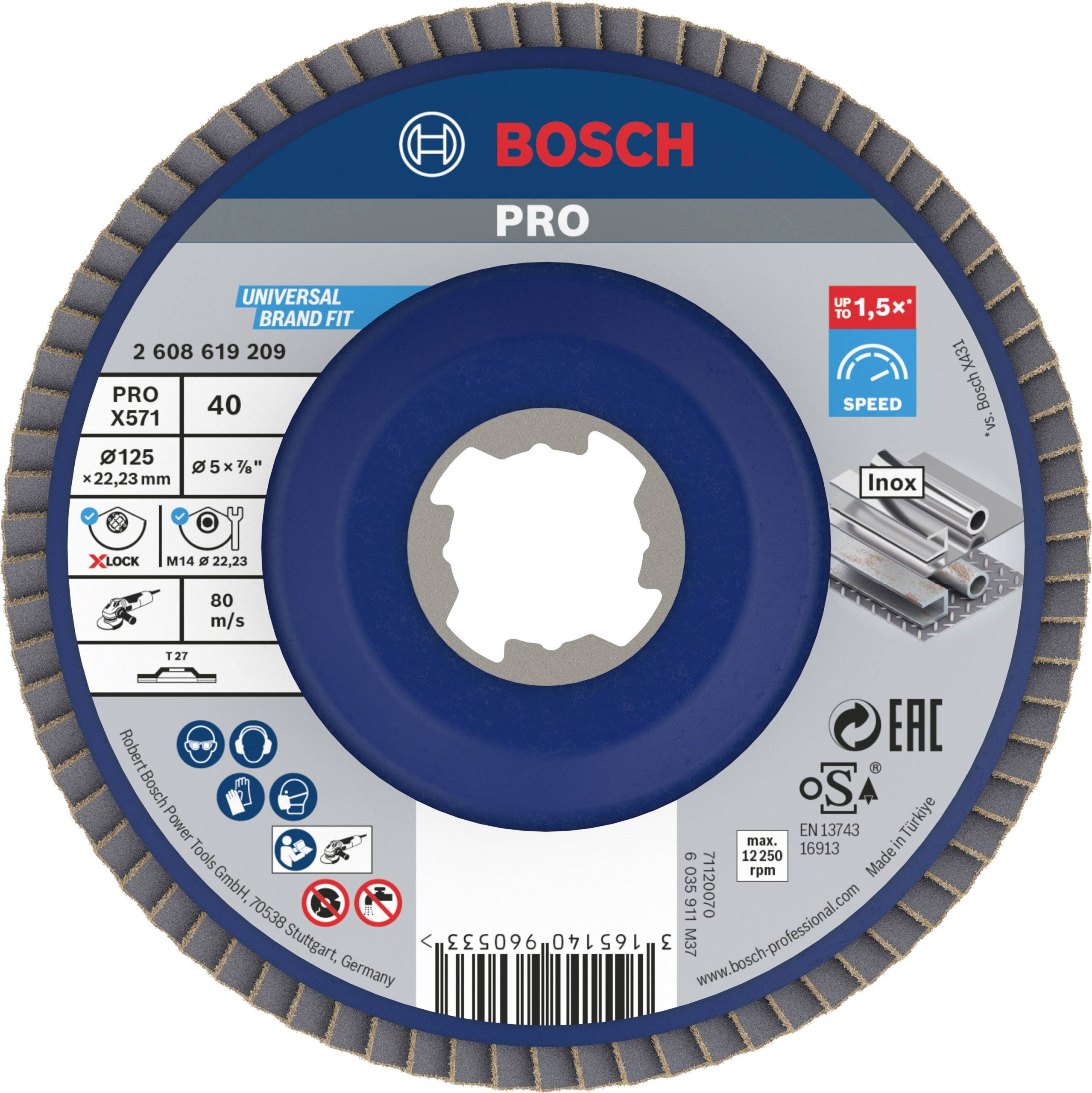 Bosch Accessories 2608619209 Tarcza lamelkowa Średnica 125 mm Wielkość ziarna=40 1 szt. - obrazek 1
