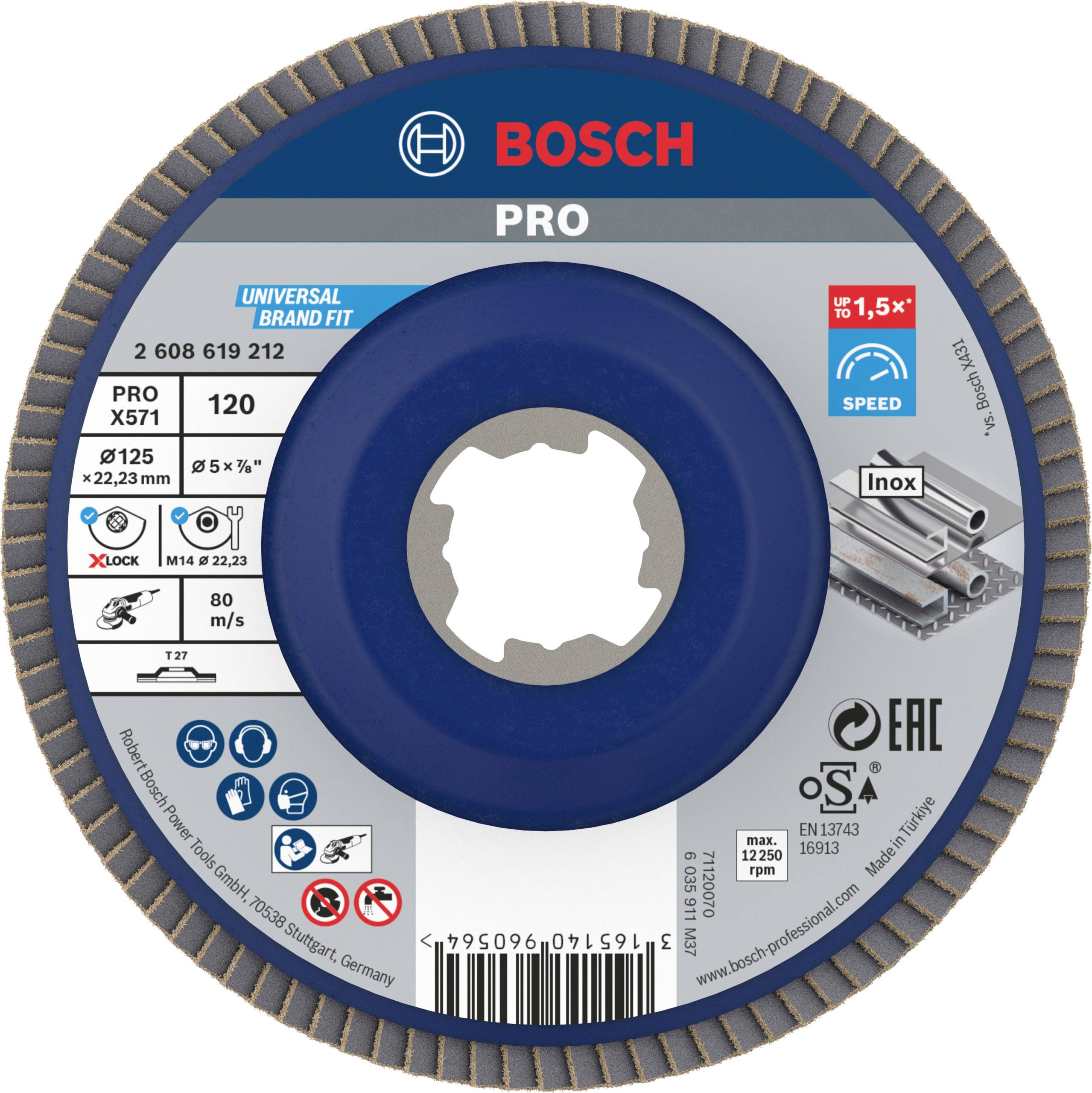 Bosch Accessories 2608619212 Tarcza lamelkowa Średnica 125 mm Wielkość ziarna=120 1 szt. - obrazek 1