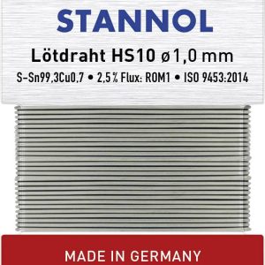 Cyna lutownicza bezołowiowa Stannol HS10 bezołowiowa Sn99,3Cu0,7 ROM1 30 g 1 mm Cyna lutownicza bezołowiowa Stannol HS10 bezołowiowa Sn99,3Cu0,7 ROM1 30 g 1 mm