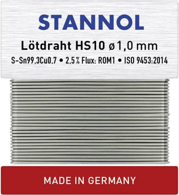 Cyna lutownicza bezołowiowa Stannol HS10 bezołowiowa Sn99,3Cu0,7 ROM1 30 g 1 mm
