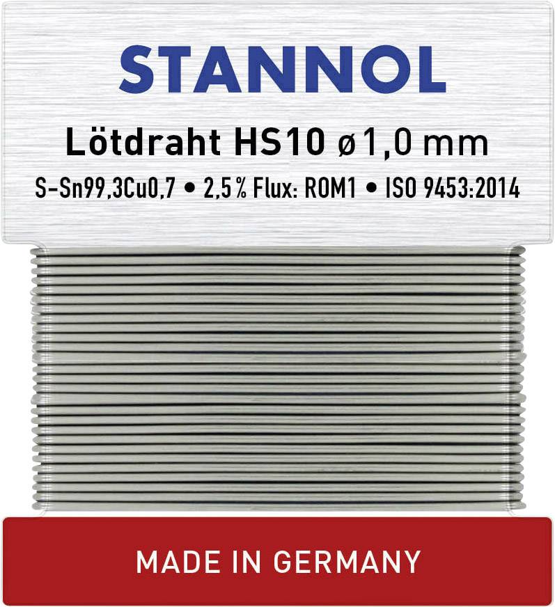 Cyna lutownicza bezołowiowa Stannol HS10 bezołowiowa Sn99,3Cu0,7 ROM1 30 g 1 mm - obrazek 1