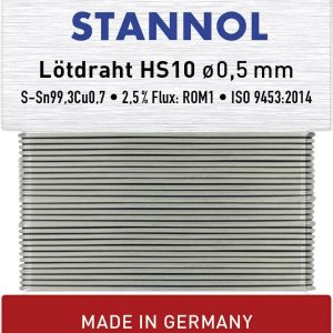 Cyna lutownicza bezołowiowa Stannol HS10 bezołowiowa Sn99,3Cu0,7 ROM1 10 g 0.5 mm Cyna lutownicza bezołowiowa Stannol HS10 bezołowiowa Sn99,3Cu0,7 ROM1 10 g 0.5 mm
