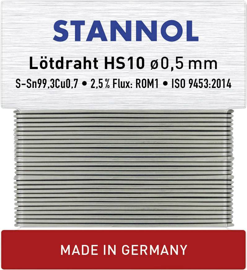 Cyna lutownicza bezołowiowa Stannol HS10 bezołowiowa Sn99,3Cu0,7 ROM1 10 g 0.5 mm - obrazek 1