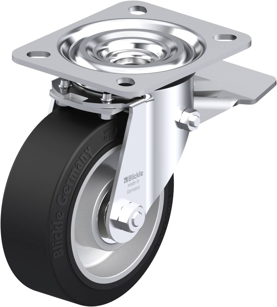 Blickle 646091 L-ALEV 100K-ST Kółko skrętne z hamulcem Średnica koła: 100 mm Maksymalne obciążenie: 200 kg 1 szt. - obrazek 1