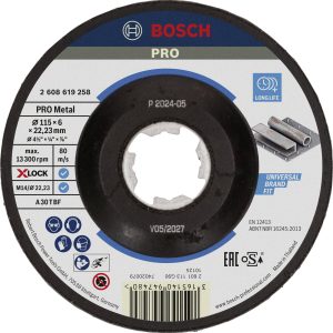 Bosch Accessories 2608619258 X-LOCK Schruppscheibe 115x6mm Expert for Metal gekröpft VE10 Tarcza tnąca wygięta Średnica