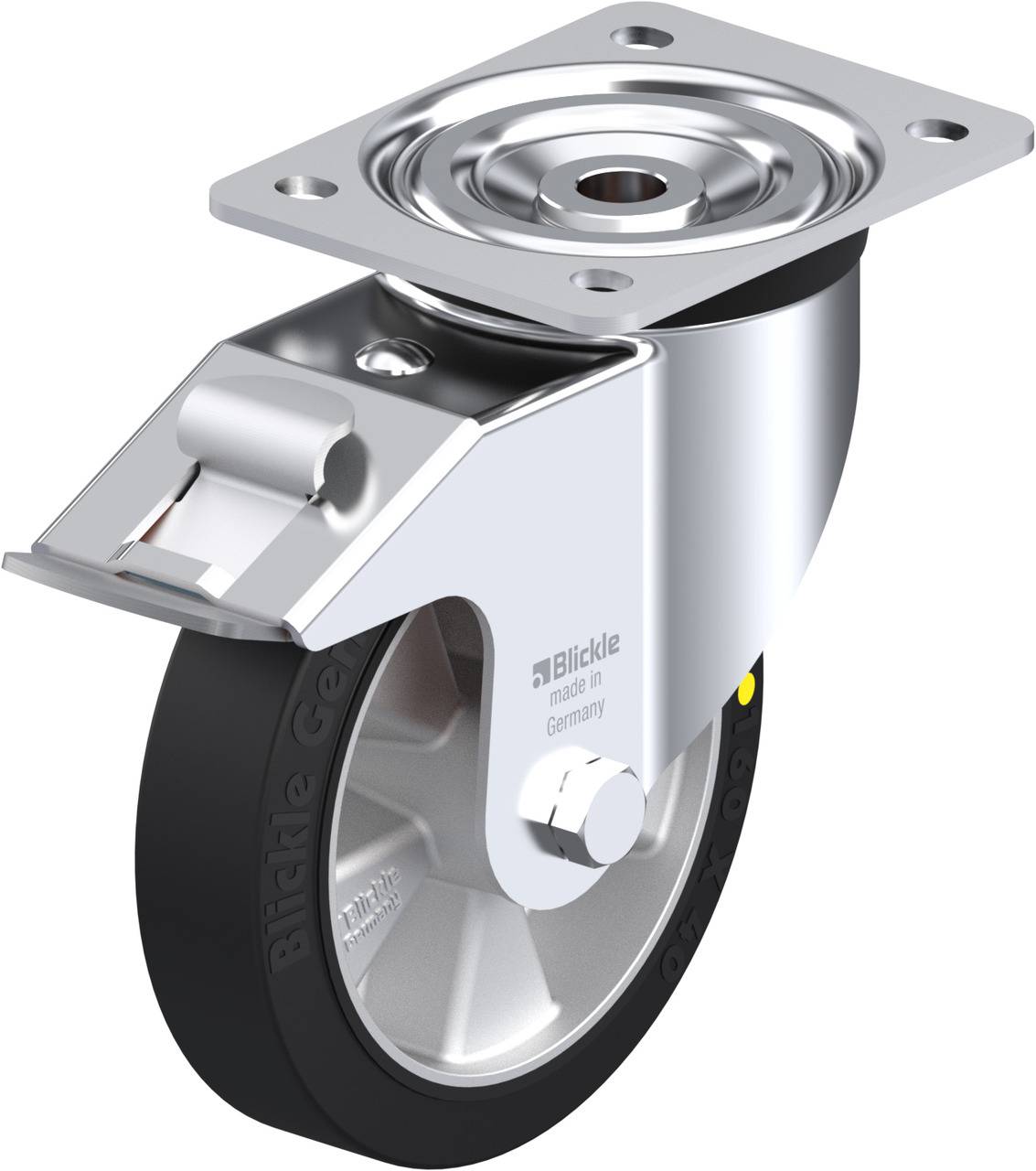 Blickle 451880 L-ALEV 161K-FI-EL Kółko skrętne z hamulcem Średnica koła: 160 mm Maksymalne obciążenie: 300 kg 1 szt. - obrazek 1