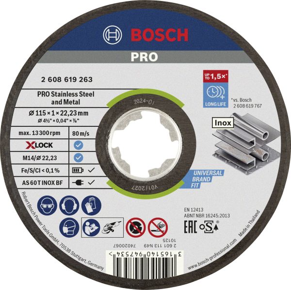 Tarcza tnąca prosta Bosch Accessories X-LOCK Trennscheibe 115x1x22mm Expert for Metal&Inox ger.VE25 2608619263 115 mm 1