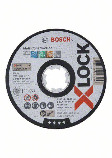 Tarcza tnąca prosta Bosch Accessories X-LOCK Trennscheibe 115x1x22,23mm Rap.Multi gerade ACS 60 V BF 2608619268 115 mm 1
