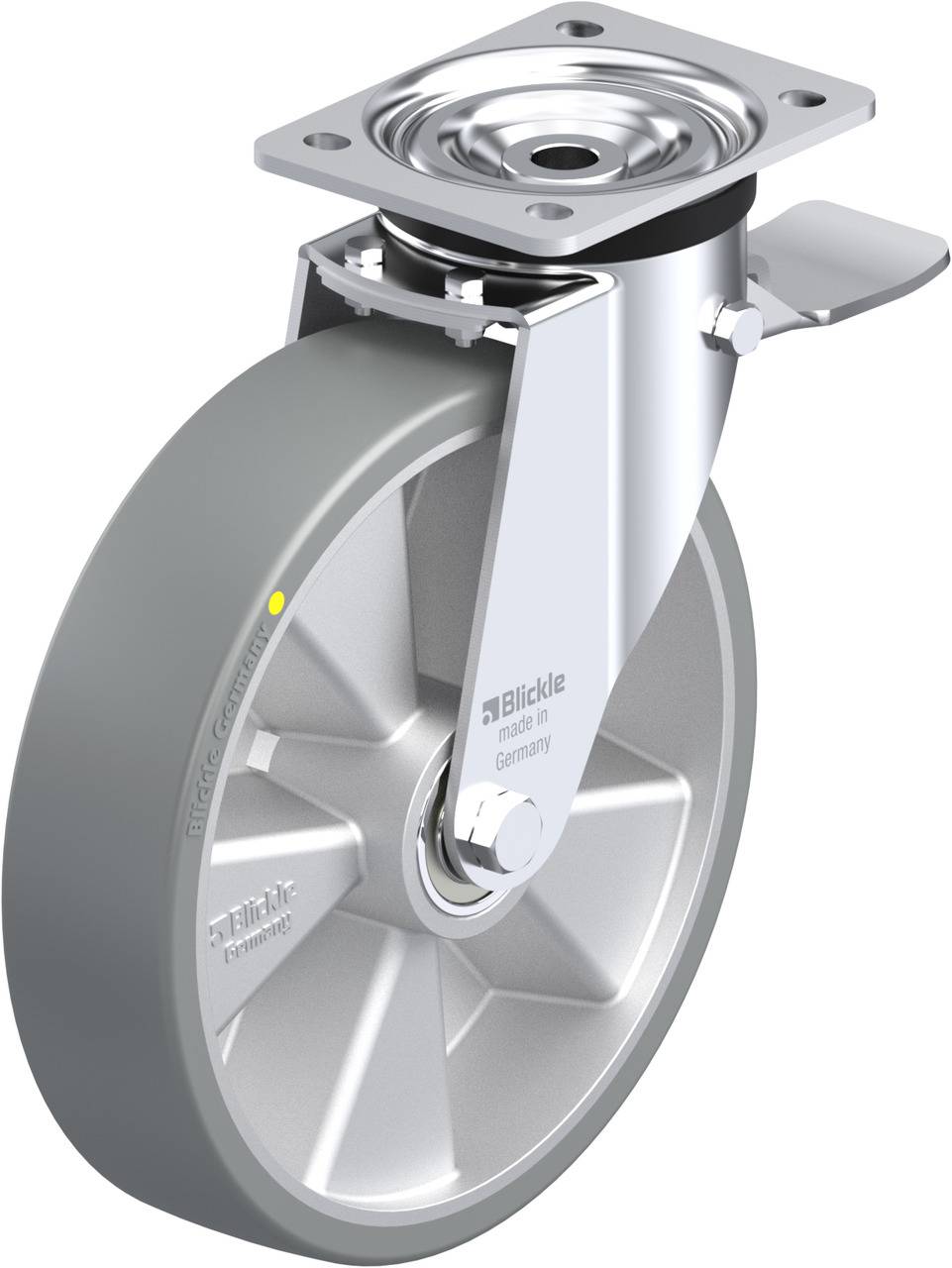Blickle 625624 L-ALTH 250K-3-ST-AS Kółko skrętne z hamulcem Średnica koła: 250 mm Maksymalne obciążenie: 500 kg 1 szt. - obrazek 1