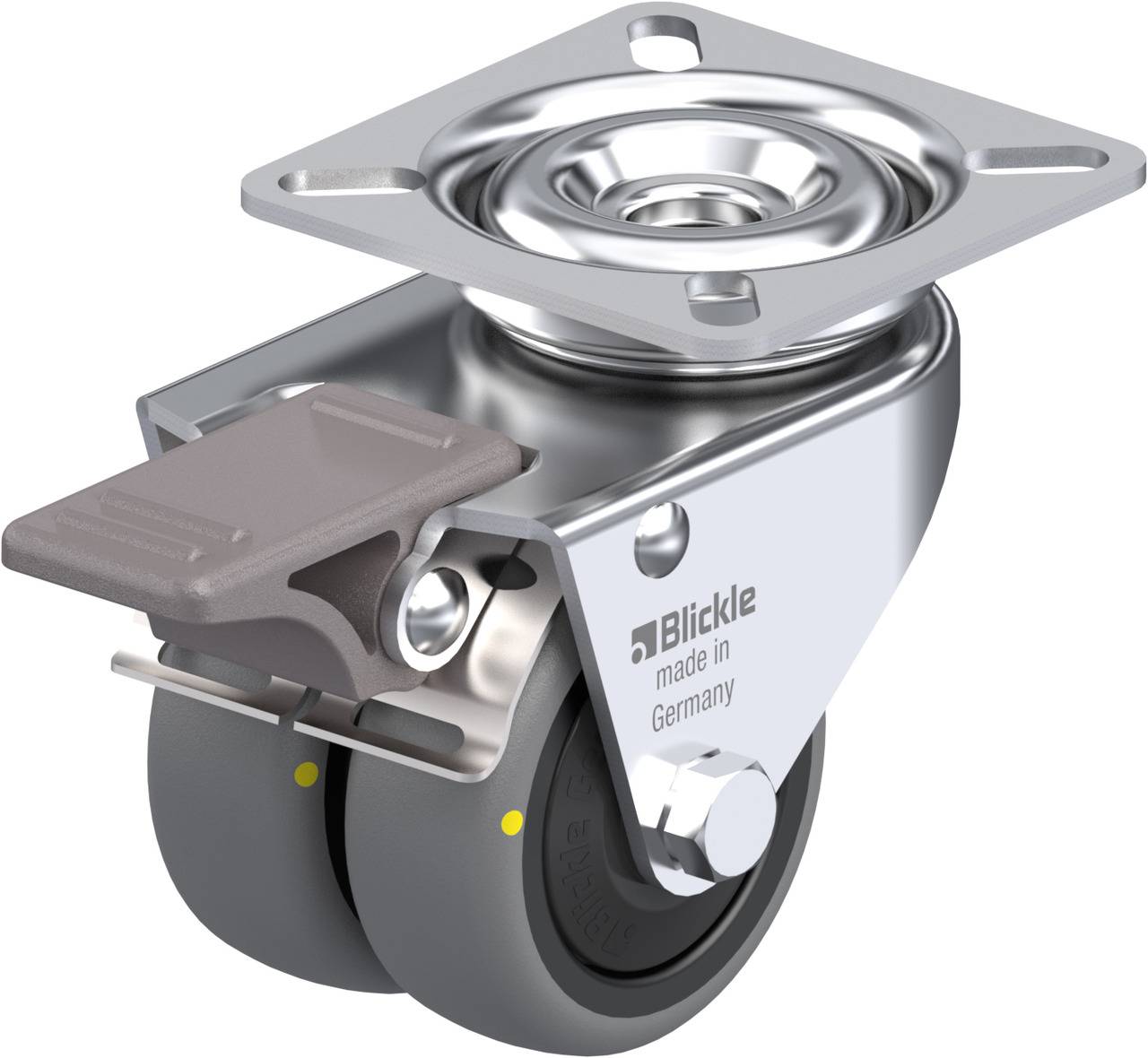 Blickle 649715 LDA-TPA 50KF-FI-ELS Podwójny zestaw kołowy Średnica koła: 50 mm Maksymalne obciążenie: 60 kg 1 szt. - obrazek 1