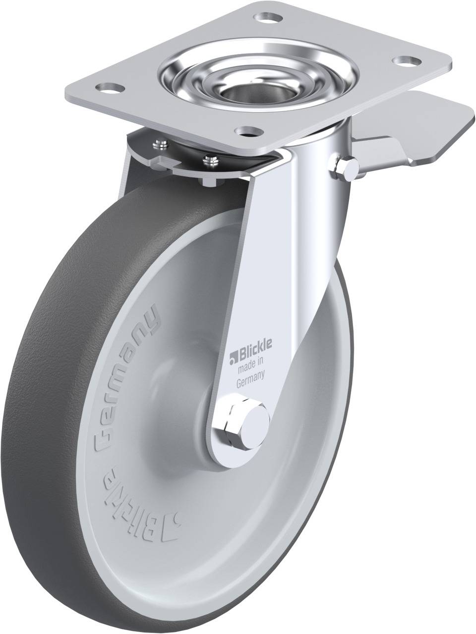 Blickle 852166 LE-PATH 200R-ST Kółko skrętne z hamulcem Średnica koła: 200 mm Maksymalne obciążenie: 300 kg 1 szt. - obrazek 1