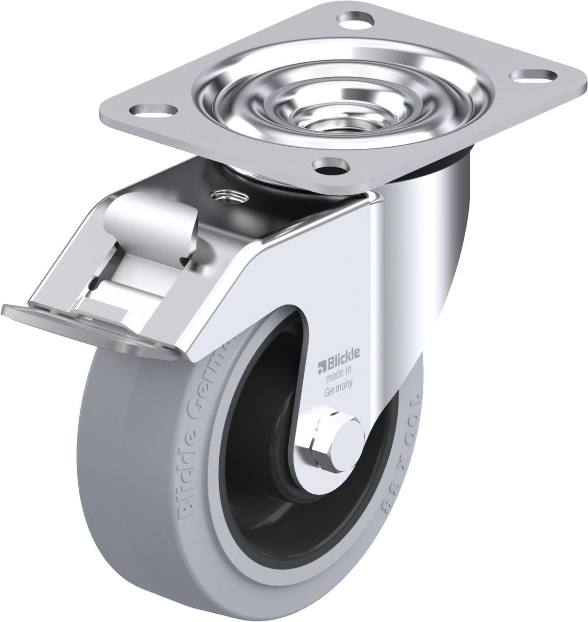 Blickle 313387 LE-POEV 100R-FI-SG Kółko skrętne z hamulcem Średnica koła: 100 mm Maksymalne obciążenie: 150 kg 1 szt. - obrazek 1