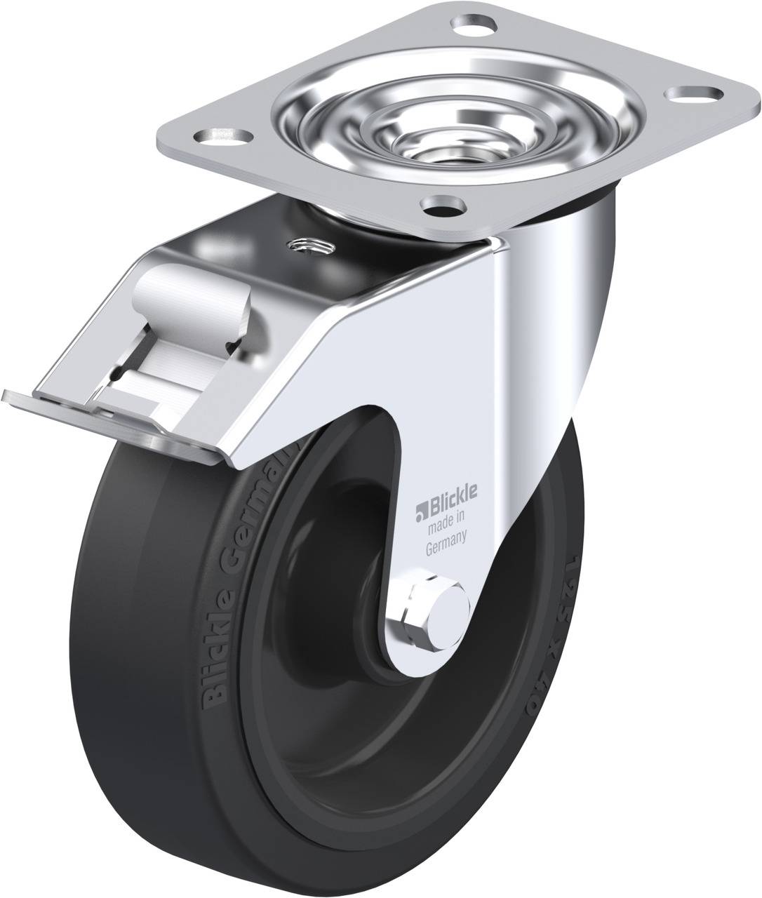 Blickle 410431 LE-POEV 125R-FI Kółko skrętne z hamulcem Średnica koła: 125 mm Maksymalne obciążenie: 150 kg 1 szt. - obrazek 1