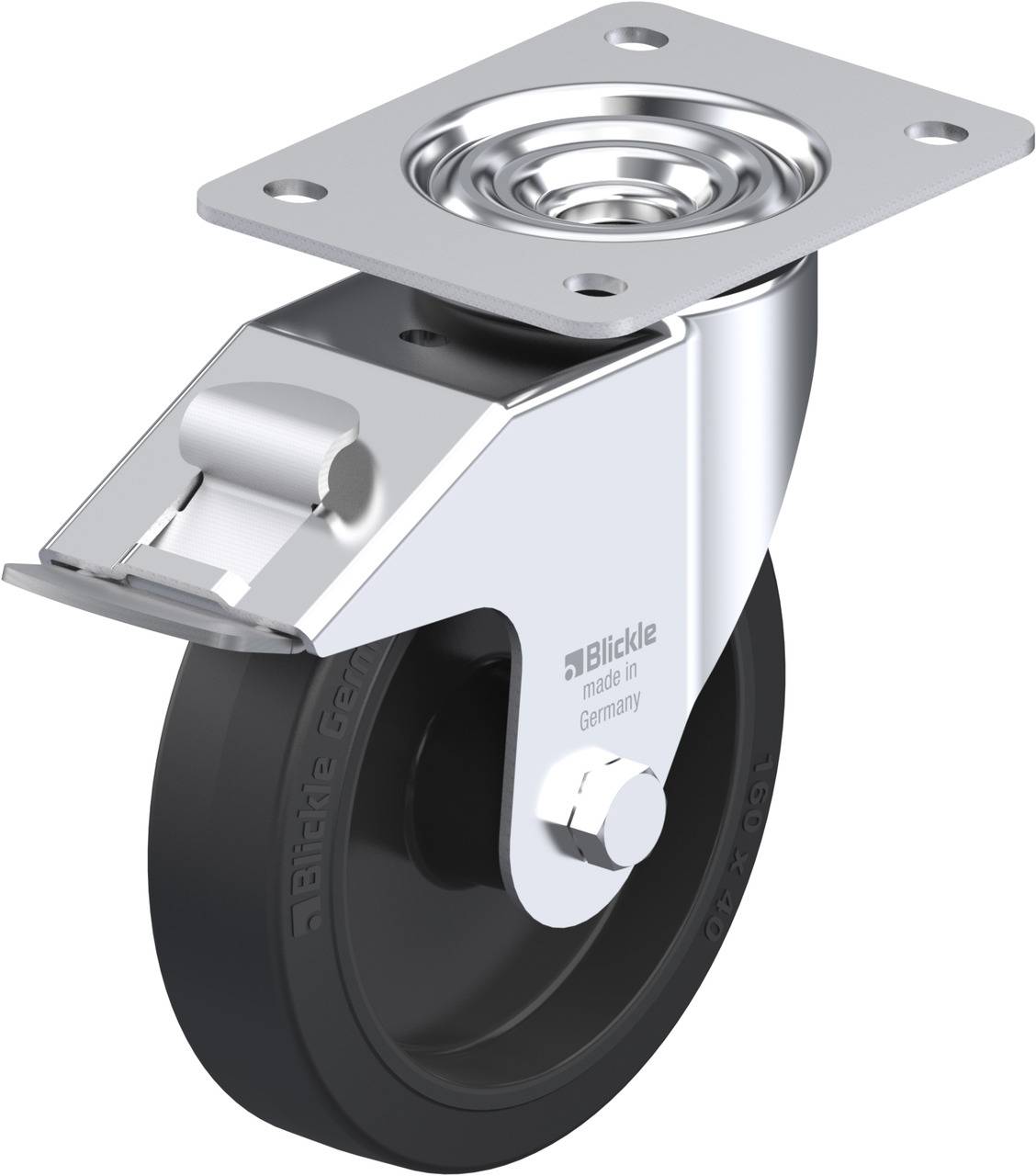 Blickle 754471 LE-POEV 161R-FI Kółko skrętne z hamulcem Średnica koła: 160 mm Maksymalne obciążenie: 300 kg 1 szt. - obrazek 1