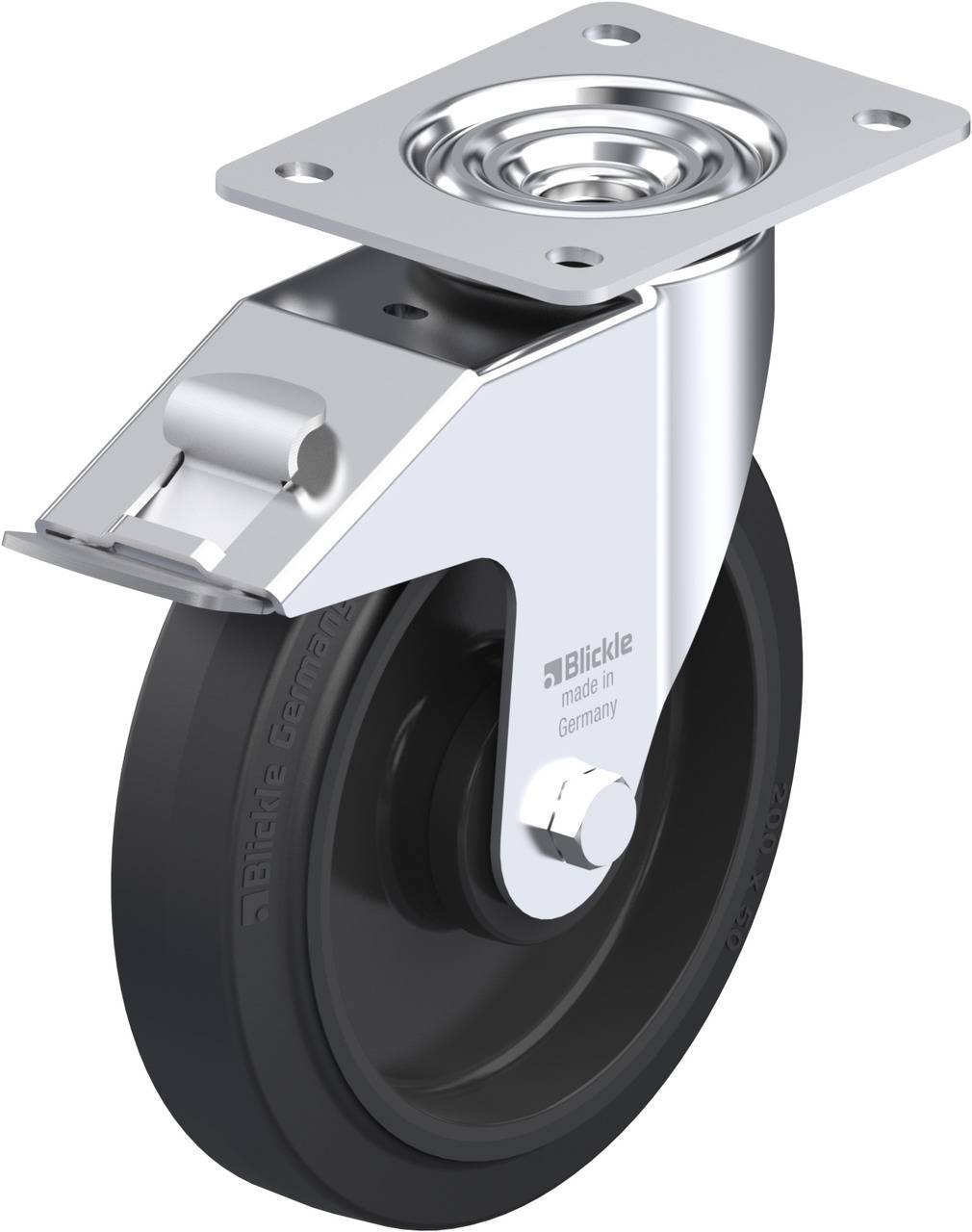 Blickle 577247 LE-POEV 200KA-FI Kółko skrętne z hamulcem Średnica koła: 200 mm Maksymalne obciążenie: 300 kg 1 szt. - obrazek 1