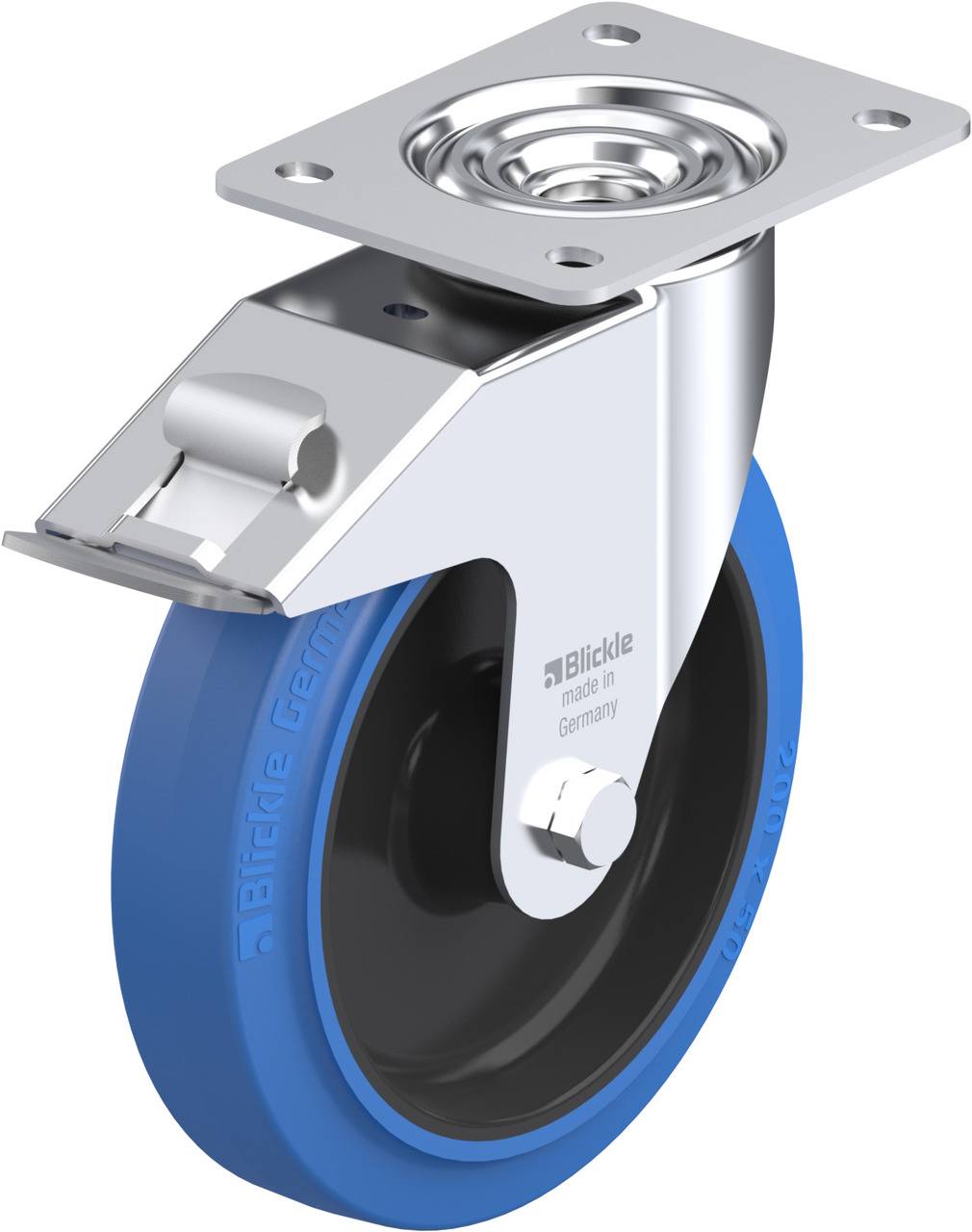 Blickle 698647 LE-POEV 200R-FI-SB Kółko skrętne z hamulcem Średnica koła: 200 mm Maksymalne obciążenie: 300 kg 1 szt. - obrazek 1