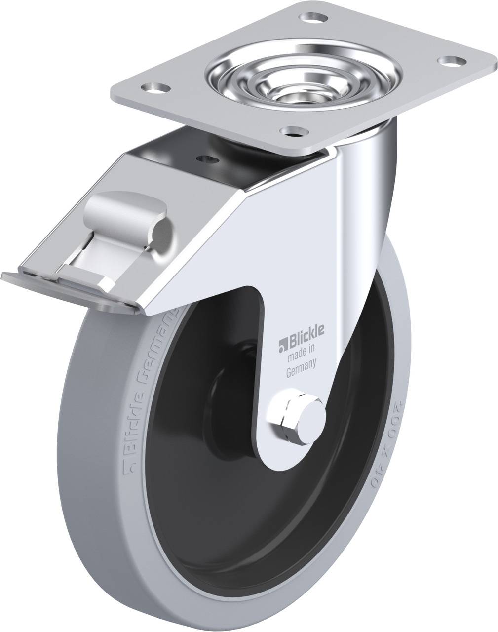 Blickle 850246 LE-POEV 201R-FI-SG Kółko skrętne z hamulcem Średnica koła: 200 mm Maksymalne obciążenie: 300 kg 1 szt. - obrazek 1