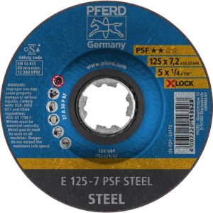 PFERD TOOLS 62011125 X-LOCK PSF STEEL Tarcza tnąca wygięta Średnica 125 mm żeliwo, stal 10 szt.