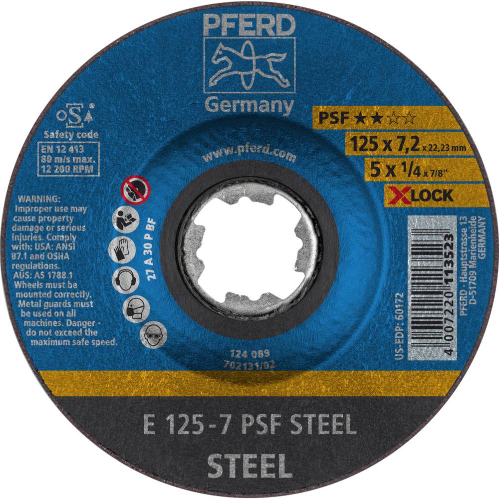 PFERD TOOLS 62011125 X-LOCK PSF STEEL Tarcza tnąca wygięta Średnica 125 mm żeliwo, stal 10 szt. - obrazek 1