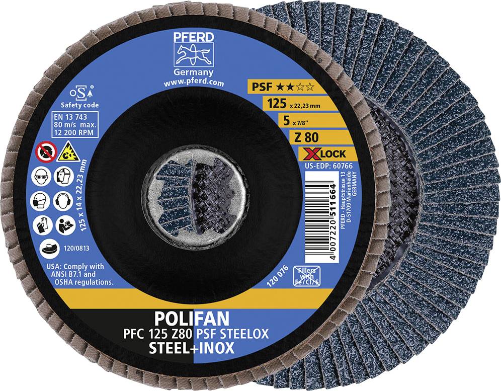 PFERD TOOLS 67668126 X-LOCK PSF Z STEELOX Tarcza lamelkowa Średnica 125 mm stal nierdzewna, stal 10 szt. - obrazek 1