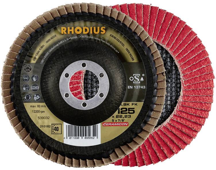 Rhodius 210276 LSK FK Tarcza lamelkowa Średnica 115 mm Średnica otworu 22.23 mm Wielkość ziarna 80 stal nierdzewna 1 szt - obrazek 1